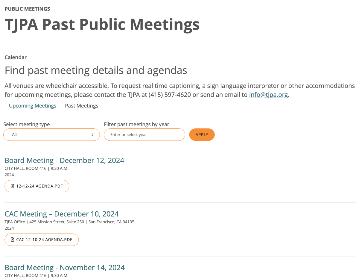 TJPA meeting screenshot