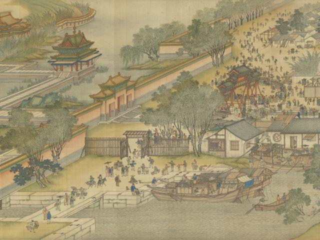 The "Qing Court Version" of "Along the River During the Qingming Festival" Panel 3