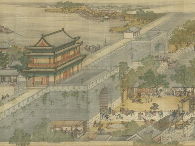 The "Qing Court Version" of "Along the River During the Qingming Festival" Panel 7